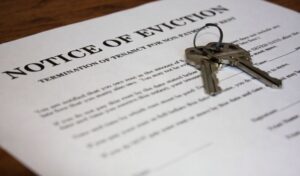 letter stating notice of eviction with house keys